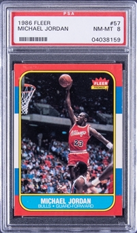 1986/87 Fleer #57 Michael Jordan Rookie Card - PSA NM-MT 8 